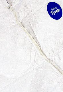 tyvek suit offers multi-purpose protection from dry particulate matter, paint, aerosols and more; also tear resistant